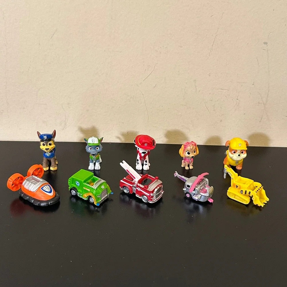 Paw Patrol Mini Figures and Vehicles Lot Chase Marshall Skye Rubble Rocky